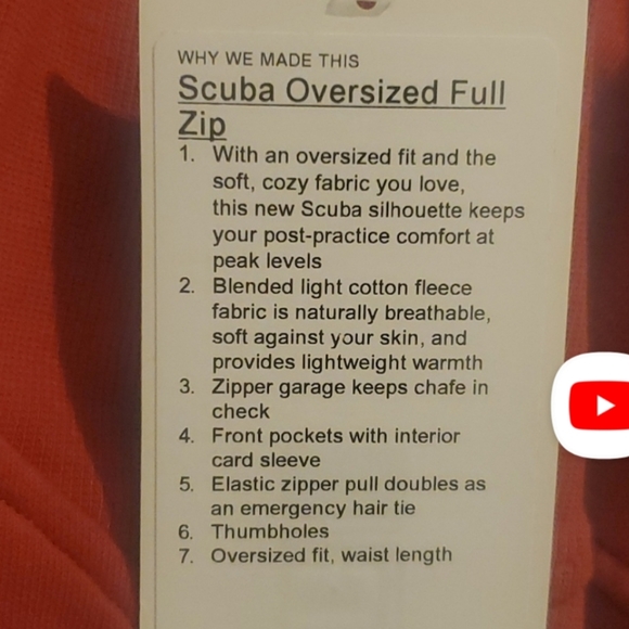 NWT Lululemon Scuba Oversized Full Zip Hoodie In Cayenne - Picture 4 of 4